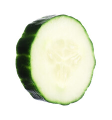 Slice of fresh cucumber isolated on white