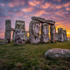 Sunset at Stonehenge: Ancient Wonders in Wiltshire