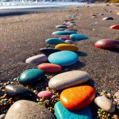 Colorful pebbles on a beach
