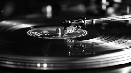 The delicate crackling sound of a needle hitting a vinyl record a familiar sound that brings back feelings of warmth and nostalgia.