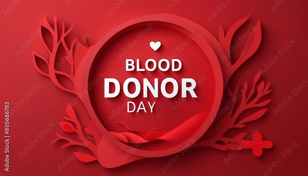 Fototapete red paper cut background concept world blood donor day created with generative ai.