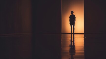 A lone figure standing in front of a closed door, symbolizing the barriers and obstacles faced by marginalized individuals in accessing opportunities and resources
