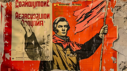 Faded Rhetoric: A Soviet Propaganda Poster on a Weathered Wall