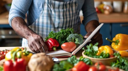 A man reads a book on nutrition inspired by his personalized nutrition plan to learn more about how to fuel his body for optimal health.