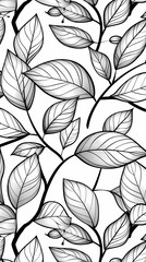 Fototapeta premium Tropical leaf Wallpaper,Botanical leaf line art wallpaper background vector. Luxury natural hand drawn foliage pattern design in minimalist linear contour simple style.Vector illustration