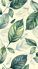 Fototapeta premium Tropical leaf Wallpaper,Botanical leaf line art wallpaper background vector. Luxury natural hand drawn foliage pattern design in minimalist linear contour simple style.Vector illustration