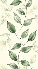 Tropical leaf Wallpaper,Botanical leaf line art wallpaper background vector. Luxury natural hand drawn foliage pattern design in minimalist linear contour simple style.Vector illustration