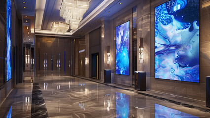 Lobby Lights: Realistic Photo of Digital Signage Mosaic