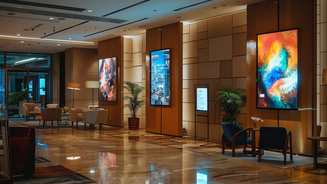 Lobby Lights: Realistic Photo of Digital Signage Mosaic
