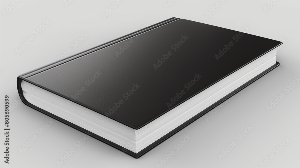 Wall mural Highresolution 3D render of a sleek black book, perfectly isolated on a pure white background, emphasizing its modern look - Wall murals