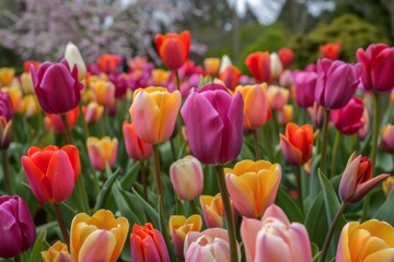 Obraz premium Colorful tulips on sunny background