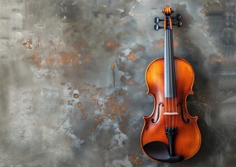 Classic Violin on Abstract Grungy Metallic Background for Music Concepts