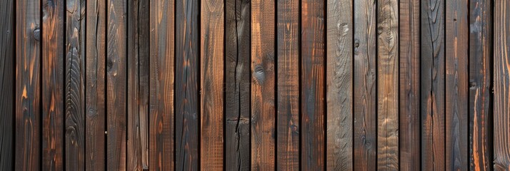 Wood background banner panorama long - Brown wooden acoustic panels wall texture, seamless pattern.