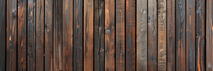 Wood background banner panorama long - Brown wooden acoustic panels wall texture, seamless pattern.