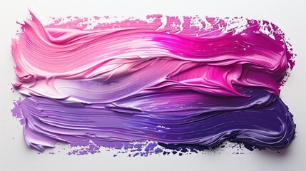 Vibrant Brushstroke: Thick Pink and Purple Acrylic Oil Paint on Isolated Background