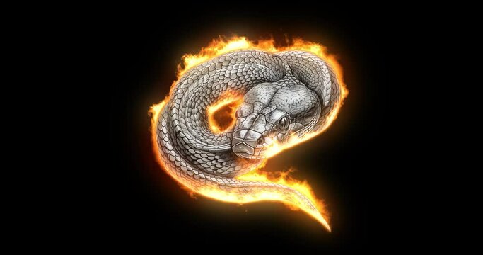 snake on fire 4k footage 