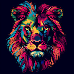 Illustration of Lion Head in abstract style