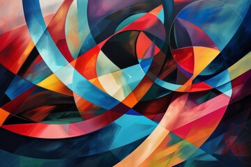 dynamic geometric shapes and vibrant colors converge in modern abstract composition digital art