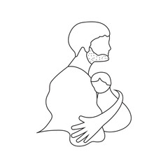 Happy Father's Day logo vector. Father's lap.Hugged the father. Father's love. Trust, celebration.