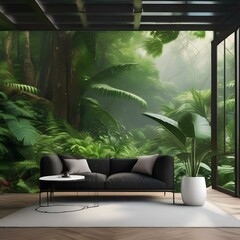 A lush tropical rainforest with dense vegetation3
