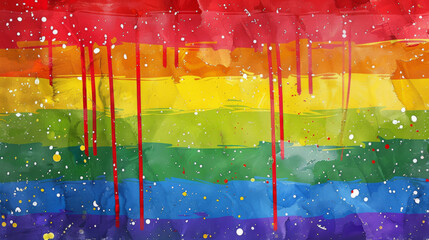 Colorful LGBTQ and pride month concept rainbow mixed grunge colors pop art comic style painting background wallpaper illustration.