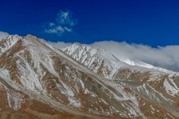 Kangju Kangri, at 22,064 feet, and mountains in the Karakoram Range near Pangong Lake along the border between Tibet and India