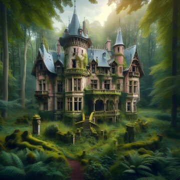 Gorgeous abandoned medieval mension in a fairytale forest.