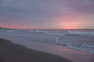 pink sky at the beach