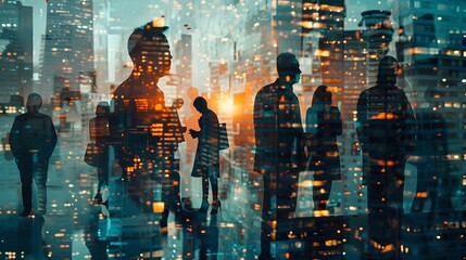 Fototapeta premium double exposure of business and building background