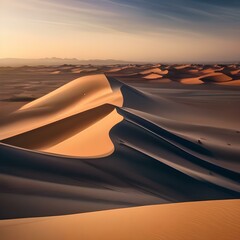 Fototapeta na wymiar A surreal desert landscape with towering sand dunes2