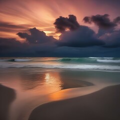 Fototapeta na wymiar A dramatic sunset over a calm ocean5