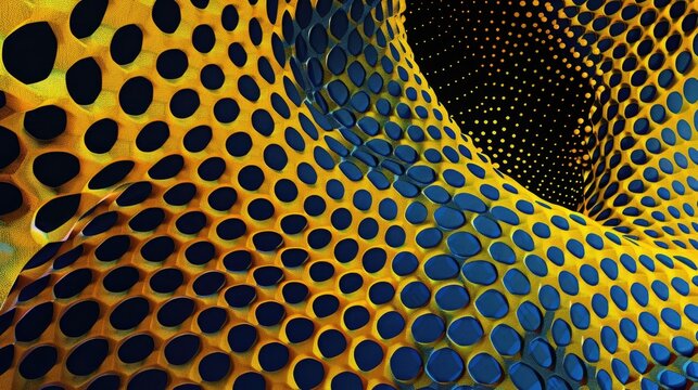 Abstract pattern composed of yellow and blue dots, Ai Generated.