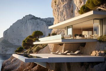 Cliffside Modern House with Extended Terrace Overlooking Ocean