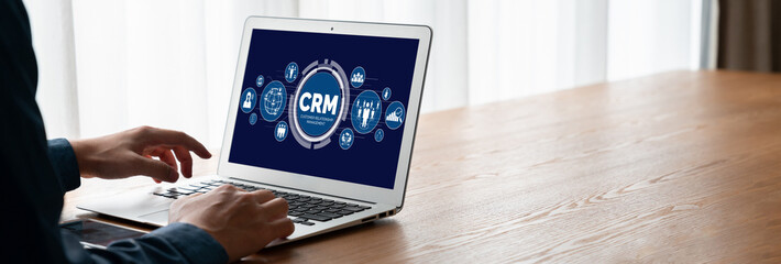 Customer relationship management system on modish computer for CRM business and enterprise