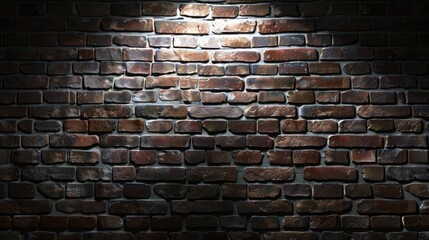 Experience the warm glow of top-illuminated brown brick wall in wide format, Ai Generated.