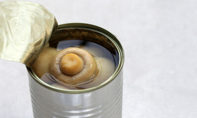 Champignon mushrooms in brine. Canned champignon mushrooms whole