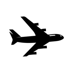 airplane silhouette icon, vector, black and wihte