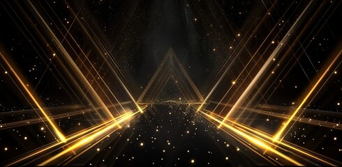 Obraz premium A black background with golden lines in the shape of a triangle, creating a sense of luxury and depth
