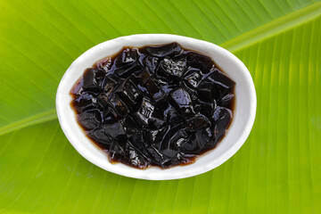 Grass jelly, herbal dessert. Mesona chinensis