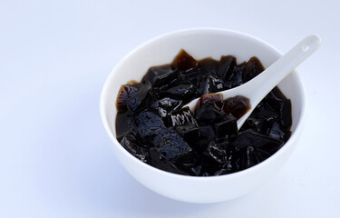 Grass jelly, herbal dessert. Mesona chinensis