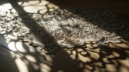 Artistic Lace Shadow Design on Tabletop Decor
