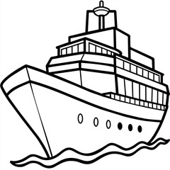 Obraz premium ship outline illustration digital coloring book page line art drawing