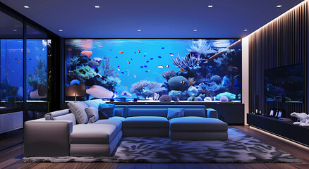 A large aquarium in the living room