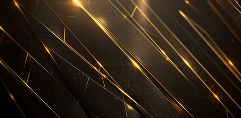 A dark background with golden lines in the shape of a triangle on it, giving off light and creating a luxurious atmosphere