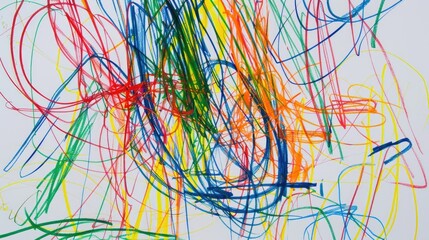 Colorful abstract scribble created by felt-tip pen and marker lines. Ai Generated