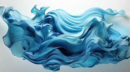Fototapeta premium Knolling Strokes of Blue Color Liquid Paint On The White Background