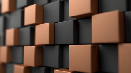 A wall made of black and brown cubes