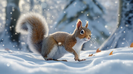 Squirrel in a snowy setting