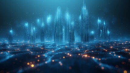 Fototapeta premium An illustration of a wi-fi smart city or network of wireless networks.