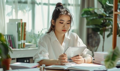 lady Accountant with wide background